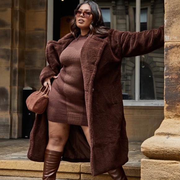 PrettyLittleThing Jackets & Blazers - Brown Teddy Bear Coat 🐻 🧥